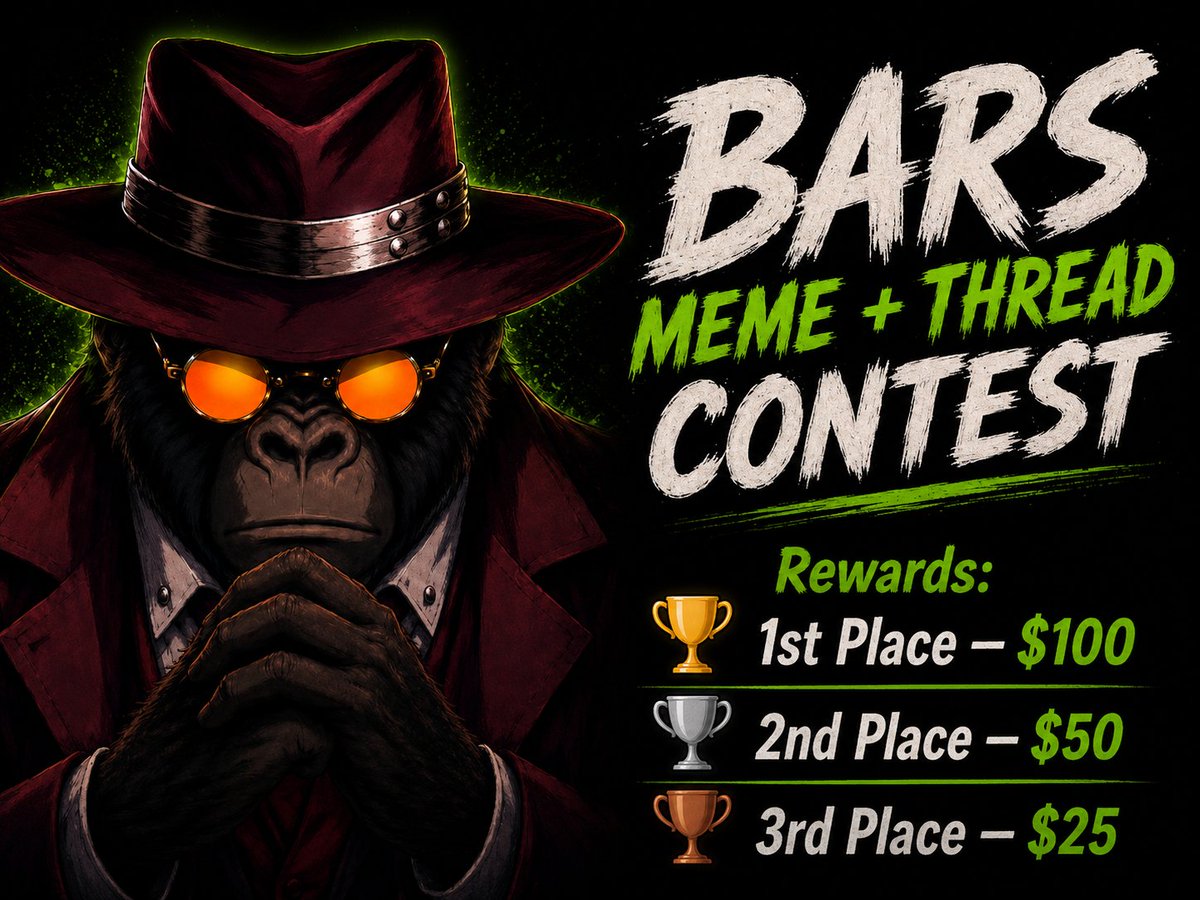 BARSdev's tweet photo. BARS MEME + THREAD CONTEST IS LIVE 

Think you can create the best thread about $BARS ? Now is your chance to showcase your creativity and win from a $175 prize pool!

 Rewards:
1st Place — $100
2nd Place — $50
3rd Place — $25

To be qualified 
• Follow BARS on X
• Join the BARS telegram community
• Create an original, high-quality MEME and thread about BARS
• Include relevant visuals, graphics, or screenshots where necessary
• Post your thread on X and in multiple places
• Use the official contest hashtag #BARS
• No plagiarism, AI-spam, or copied content
• No Lazy AI generations
• Engagement, creativity, accuracy, and quality will be considered during judging

 STARTS : 7th of June
       Ends: 15 of June 

We will also focus the team on raiding one or two that we see per day!

Show us why BARS deserves attention. Bring your creativity, tell the story, and let your thread stand out

Good luck to everyone!