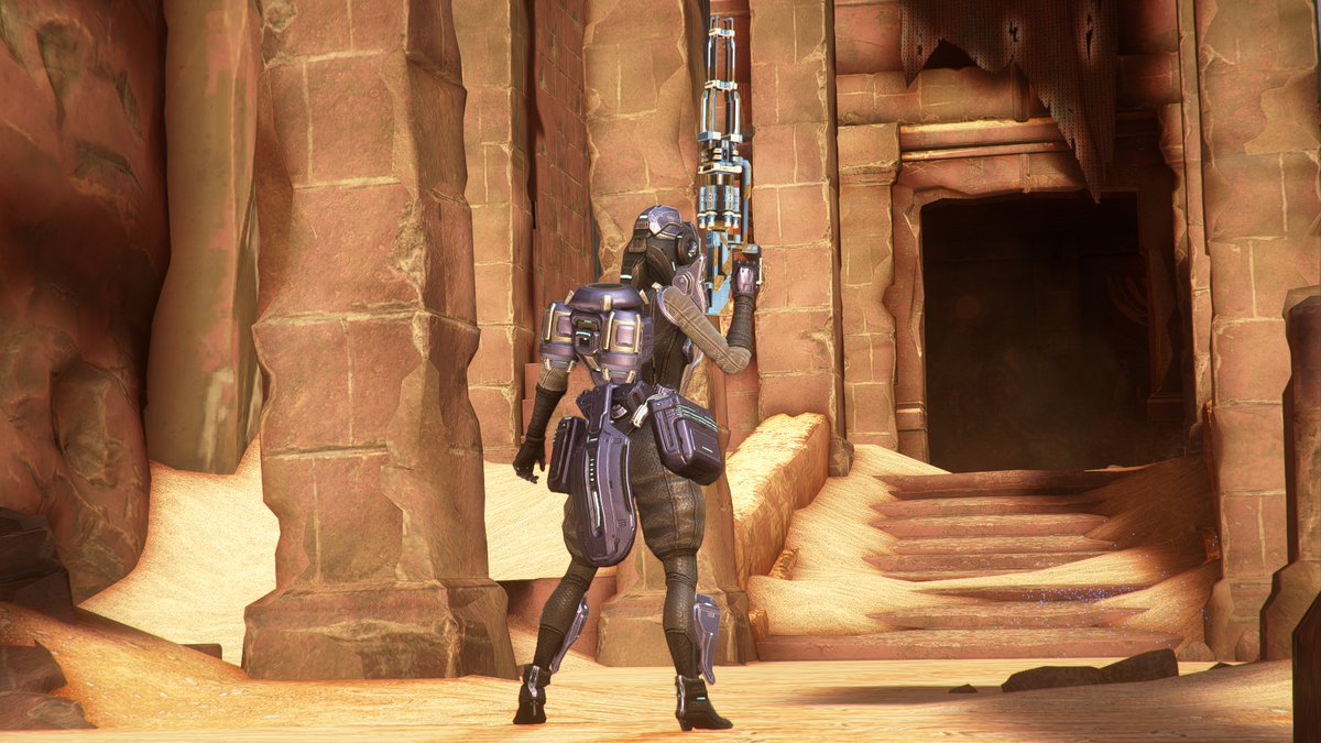 MasterDarkwingz's tweet photo. #Warframe #WarframeCaptura 
I added a purple colored Sister of Parvos to my collection with a mask and helmet.
I want this helmet on a Folksy personality Sister of Parvos, but this one is a Nervous personality.
It's still fun to collect other spawns. https://t.co/pFGzbT0xhn