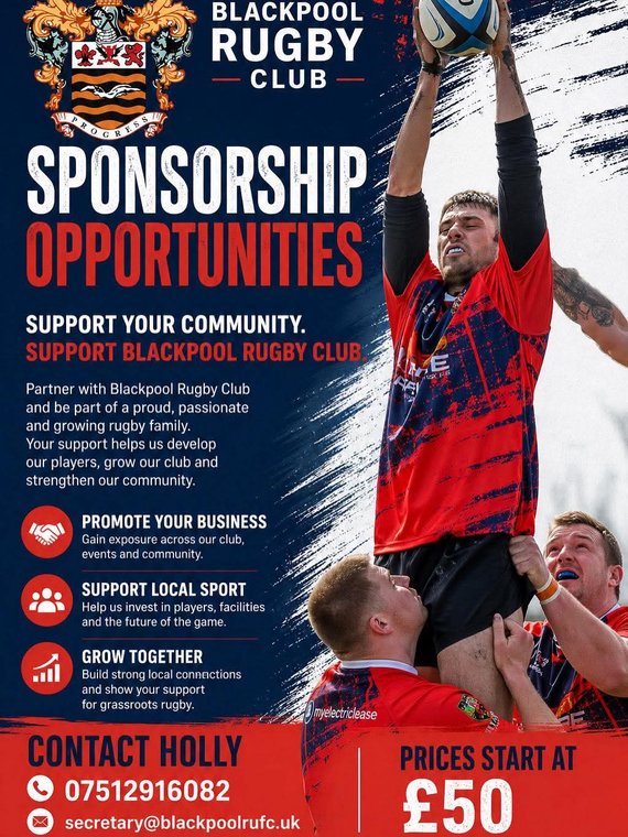 Blackpool_RUFC's tweet photo. New Sponsorship Options for 2026 - 2027 #Pitchero
https://t.co/H3PrE6tw3b https://t.co/5n6DGpYYTy