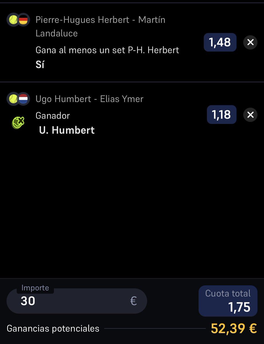 Cabezabets's tweet photo. NUEVA APUESTA💣

Mañana empiezan dos torneos atp que hay qe sacarles dinero 

STK 3 (@ 1,75)‼️

📌 Pierre-Hugues Herbert - Martin Landaluce
(ATP Stuttgart 🎾)
👉 Herbert gana un set

📌 Ugo Humbert - Elias Ymer
(ATP ‘s Hertogenbosch 🎾)
👉 Gana Humbert https://t.co/0onDQBDIfn