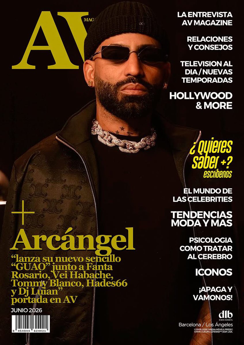 LeonFdez's tweet photo. Arcángel portada en AV Magazine junio 2026. Mira el reportaje completo aquí: https://t.co/xd3mWjtJiP @dlbnoticias 

Portada: @arcangel 
Diseño cover: @leonfernandezoficial
Foto: Disclaimer: Las imágenes
utilizadas son propiedad de sus
respectivos autores
PR: @theexclusiveagency_ https://t.co/gawkTXFR9y