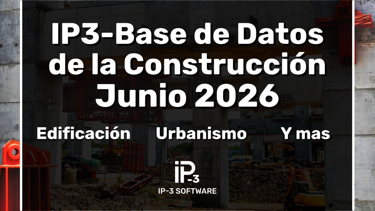 IP3Software's tweet photo. IP3-Base de Datos Junio 2026. Puede ser adquirida vía internet y posee más de 7.400 partidas, en las que destacan: Edificaciones; Vialidad; Urbanismo; Mantenimiento; Reparaciones y Alta Tensión ¡Visítanos en nuestro sitio web para obtener más información! https://t.co/2xnytUZx1y https://t.co/XhN3RadwK2