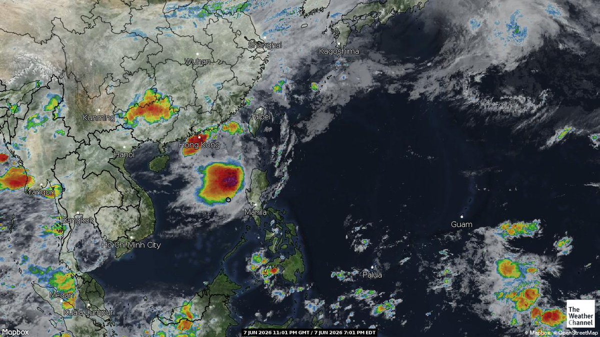 ARGuard's tweet photo. 8-6-69

06:01 ภาพดาวเทียมย้อมสีจาก TWC แสดงกลุ่มฝนในเอเชียตะวันออกเฉียงใต้และโซนตะวันตกของมหาสมุทรแปซิฟิกเวลานี้ https://t.co/APcl2LTcUT