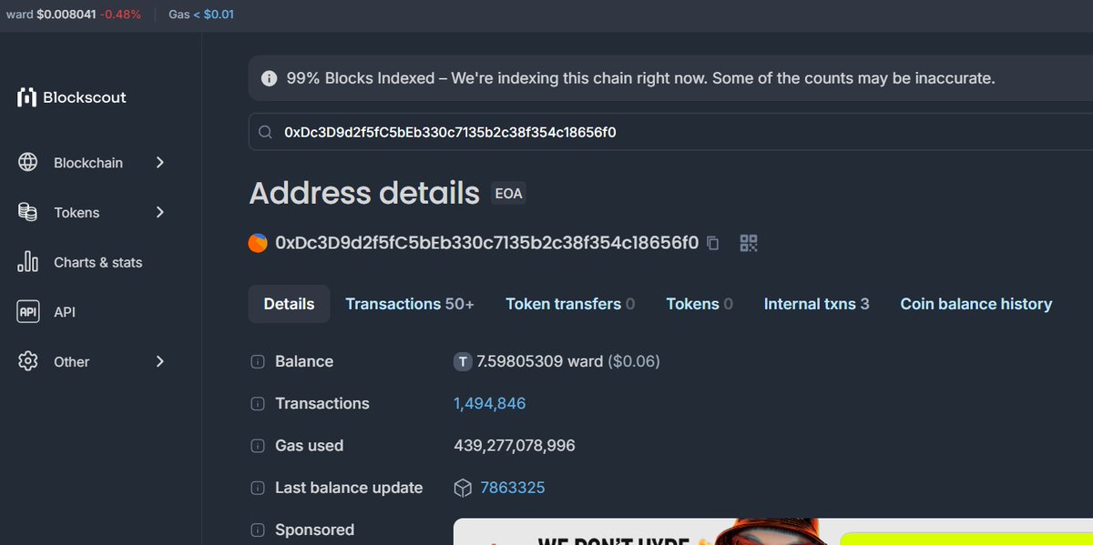 _jacksonabreu's tweet photo. @wardenprotocol Everyone is asking who is buying WARD.

I’m asking what is running on Warden.

330k+ transactions through the verified InferencesV0 contract, with functions like proof(), proofBatch(), and proofToAgent().

Infrastructure tells a story that price charts don't. https://t.co/IT0yLAqeVv