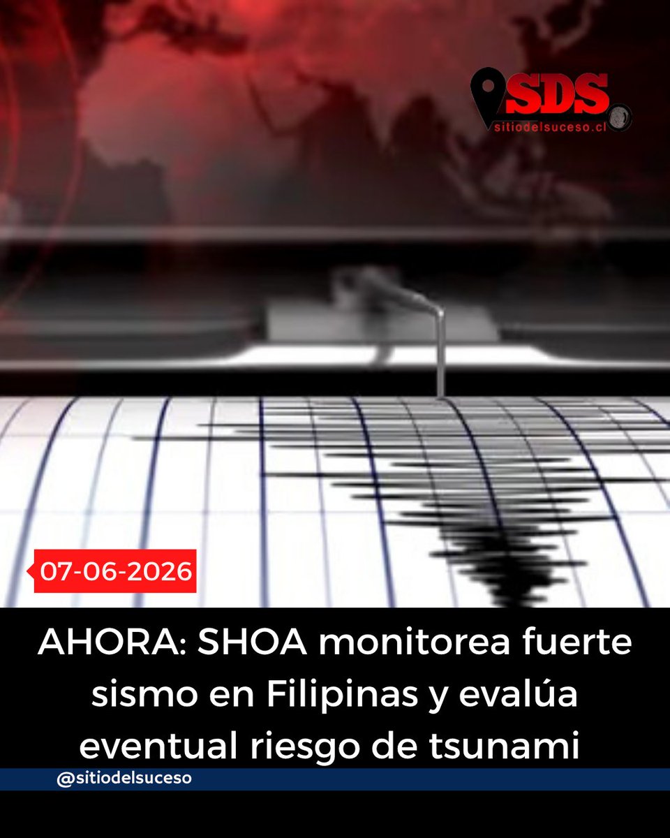 sitiodelsuceso's tweet photo. El Servicio Hidrográfico y Oceanográfico de la Armada (SHOA) se encuentra evaluando un fuerte terremoto de magnitud 8,2 registrado hace pocos minutos frente a Filipinas, debido al potencial de generación de tsunami asociado a eventos de esta magnitud en el océano Pacífico.

Hasta ahora no existe un pronunciamiento oficial sobre una eventual amenaza para las costas chilenas.