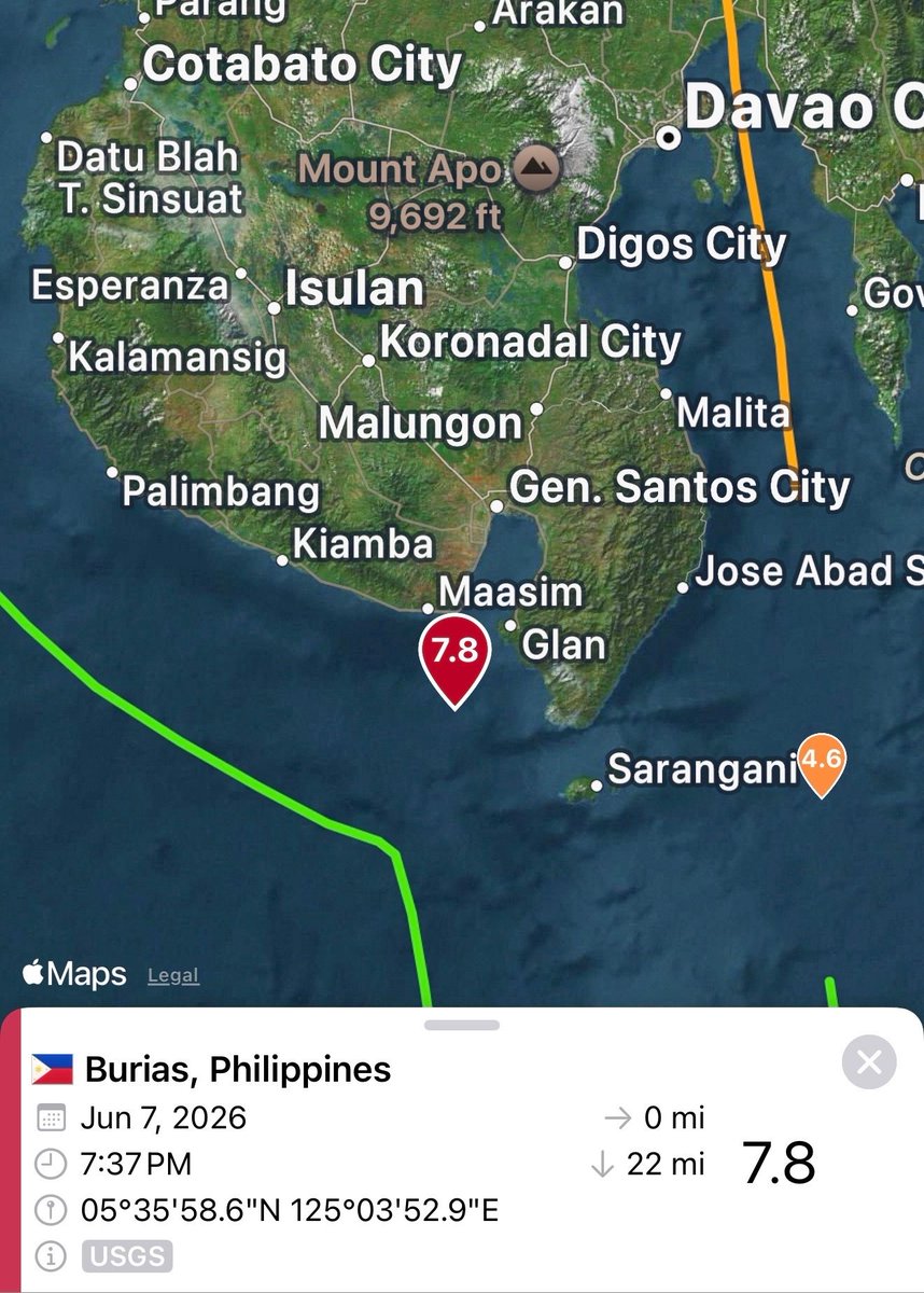 wxbrad's tweet photo. A very powerful magnitude 7.8 #earthquake has just been detected in the Philippines.
￼ https://t.co/BzpiRc7Dyq