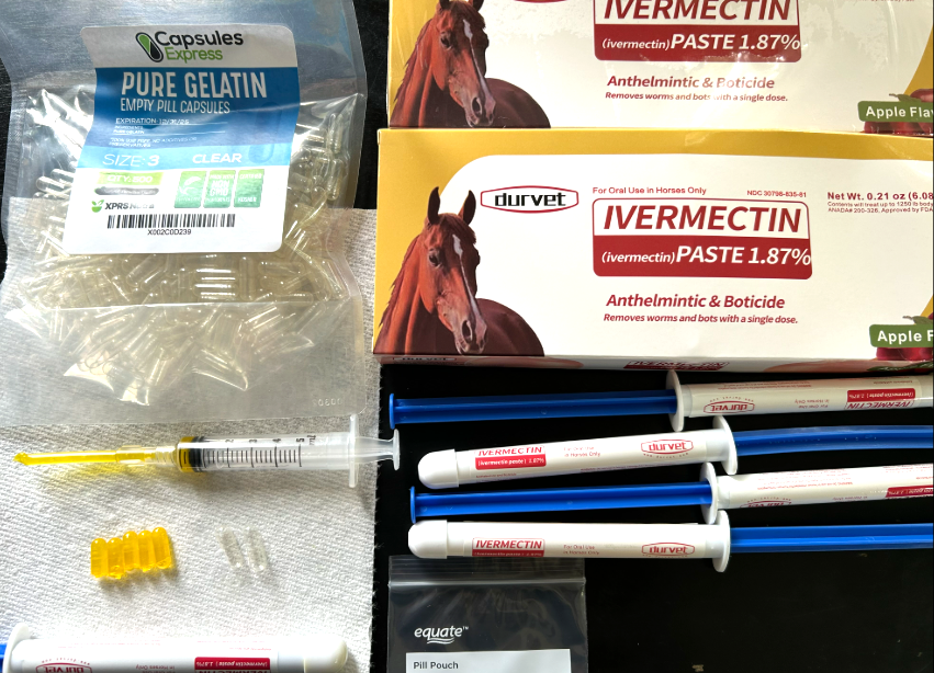 buckonbeach's tweet photo. This is how I make Ivermectin Capsules, by filling a small syringe with the paste (just remove the plunger from the syringe, and push the ivermectin from the dispenser into the open plunger end of the syringe).
Then I add a short length of tubing to the syringe, that is small enough to fit inside the empty gelatin capsules.
Then I put the plunger back into the syringe, carefully fill each capsule, and put the capsules back together. 
I make these for my wife (she doesn't like the taste), but I just put some on a small piece of bread and eat it, and wash it down with something tasty. It's Iverlicious!