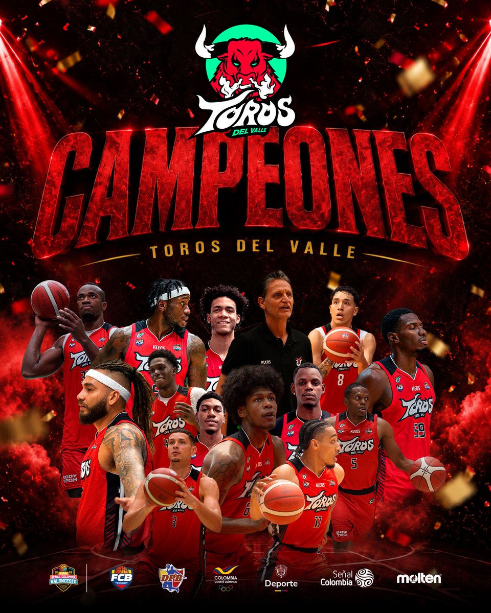 DPB_Colombia's tweet photo. TOROS DEL VALLE ES EL CAMPEÓN DEL BALONCESTO COLOMBIANO 🐂🔥🏆

#LigaSeñalColombiaDeBaloncesto https://t.co/M7PzYO34BK
