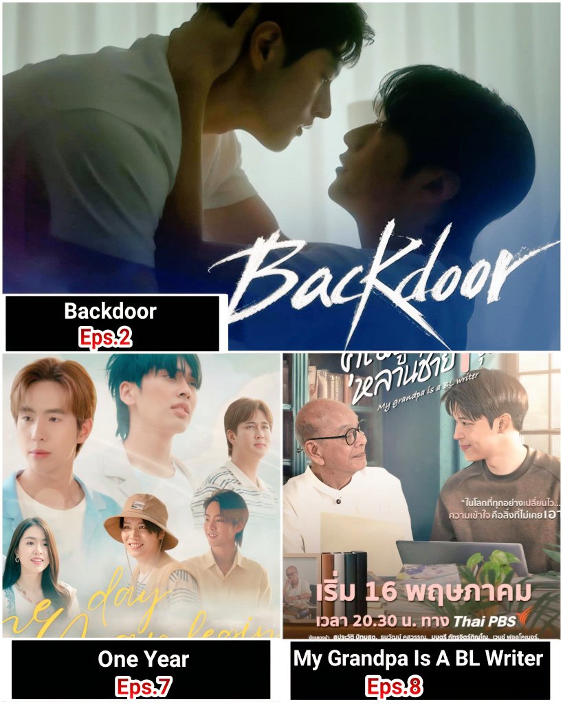 CinemaSerieNews's tweet photo. #SeriesBL domingo 7 de Junio #BackdoorEP2 #GuDohyeong #JangIngyu
#OneYearEP7 #HearthChindanai #PoomNitipoom
#MyGrandpaIsABLWriterEP8 #EedSuprawat #PlanThanawat #KongMontree #Tendencias #boyslove #series2026 #blcoreano #estrenos2026 #romance #bltailandes https://t.co/bRePBrCTlN