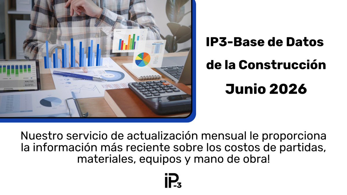 IP3Software's tweet photo. IP3-Base de Datos Junio 2026. Puede ser adquirida vía internet y posee más de 7.400 partidas, en las que destacan: Edificaciones; Vialidad; Urbanismo; Mantenimiento; Reparaciones y Alta Tensión ¡Visítanos en nuestro sitio web para obtener más información! https://t.co/2xnytUYZc0 https://t.co/n80LgiWuFb