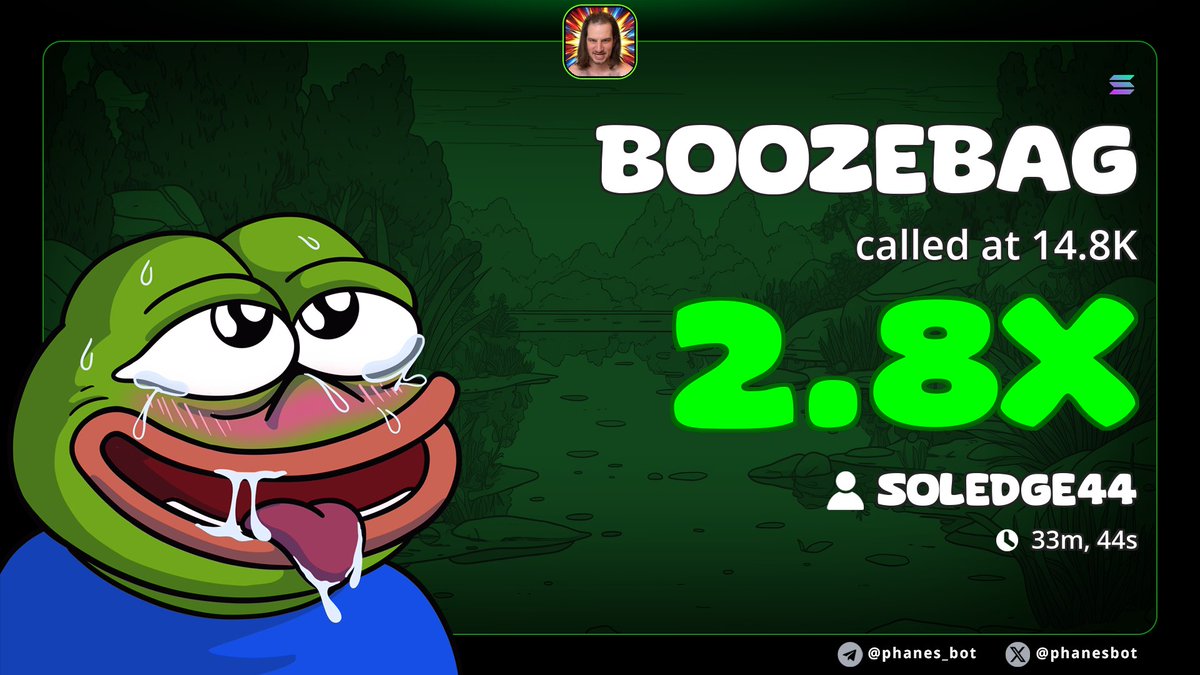 Soledge44's tweet photo. 🔥 NICE PUMP 🔥 
$BOOZEBAG delivers 2.8X 🎯
Structure > hype 🤝
TG remains strong 🍀

CA >> 
HmmV6MbfUt1FTSSmVj4Sx1gHiJnYkgCsmbxg1kjypump
#100xGem #Solana #Memecoin #Cryptocalls #Degen #PumpFun  #Degen https://t.co/MdBgq6D1ZJ