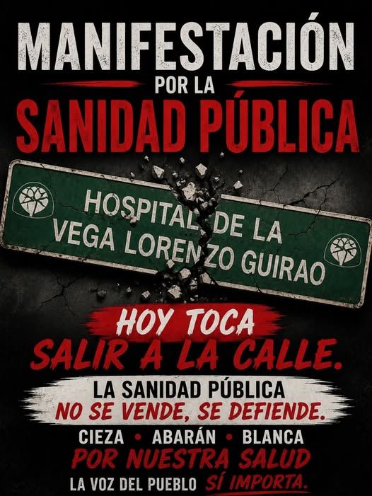 AbaranDirecto's tweet photo. Nueva noticia en Abarán Directo:

«Si la ciudadanía no defiende su hospital, nadie lo hará» 10 de junio, 19:00 horas, en Cieza, manifestación en defensa de una sanidad pública digna.

https://t.co/QpJZSdRm2t https://t.co/N8wCaUbfFe