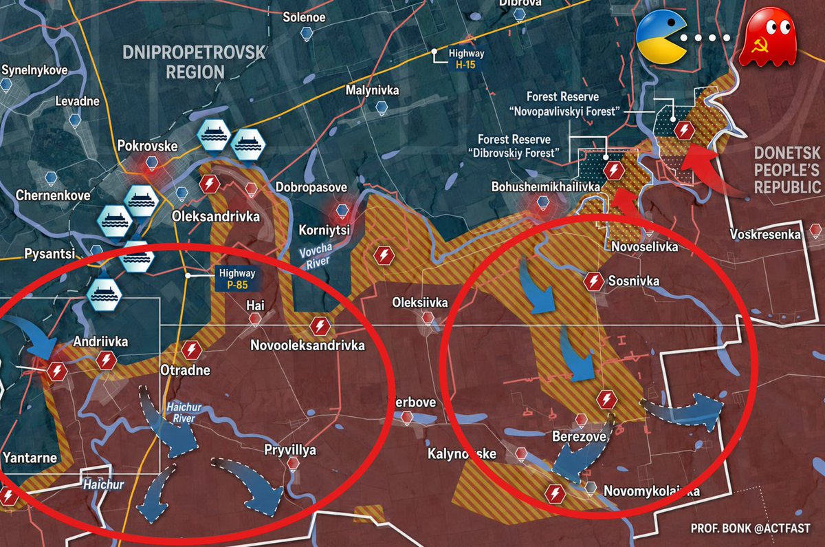 actfast's tweet photo. Russian 🇷🇺 Milbloggers Panicking:

Ukraine 🇺🇦 has broken through. Brothers under fire. Bolshemykhailovka falling. East unit crushing through. They're admitting the lines are gone. When liars stop lying, it's over. Check out the blue arrows: ⬇️⬇️⬇️⬇️