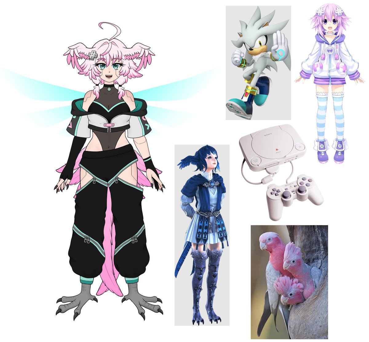 CybirdVT's tweet photo. I remember there being a trend showing off what inspired people's VTuber designs, so here's mine!
#indievtuber #vtubermodelinspo https://t.co/MHSvUe8kbc