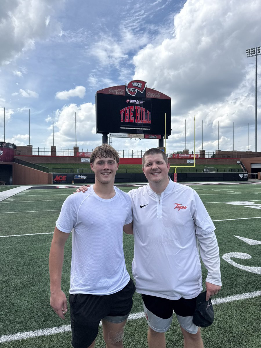 DavisK14855327's tweet photo. Thank you @WKUFootball for a wonderful camp! I learned a lot of great things, and did a lot of great things. Can’t wait to come back again! @DavisMerritt @CoachSJohnson_ @BvilleFB https://t.co/zJHZ20cgbl