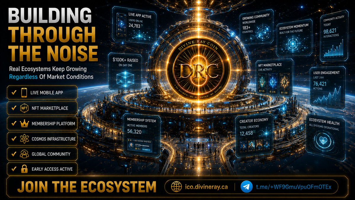 divinerayapp's tweet photo. 📊 XRP continues to dominate discussions, but analysts still debate whether the current correction phase has fully completed. Meanwhile, some investors are looking beyond short-term market movements and focusing on ecosystems already delivering products.

Divine Ray entered the market with strong early momentum, surpassing $100K on day one while continuing to expand its ecosystem with a live app and growing community.

⚡ Live Mobile App
⚡ NFT Marketplace
⚡ Membership Platform
⚡ Cosmos Infrastructure
⚡ Global Community

The strongest foundations are often built long before the spotlight arrives.

📰 https://t.co/05jl8yCj3F

🌐 https://t.co/VXKO2N9sab

📲 Telegram:
 https://t.co/lCocMaQsro

📱 Android:
 https://t.co/hg0RtDESJe

🍎 iPhone:
 https://t.co/T7w8NzPGIS

#DivineRay #XRP #Web3 #Crypto #Blockchain