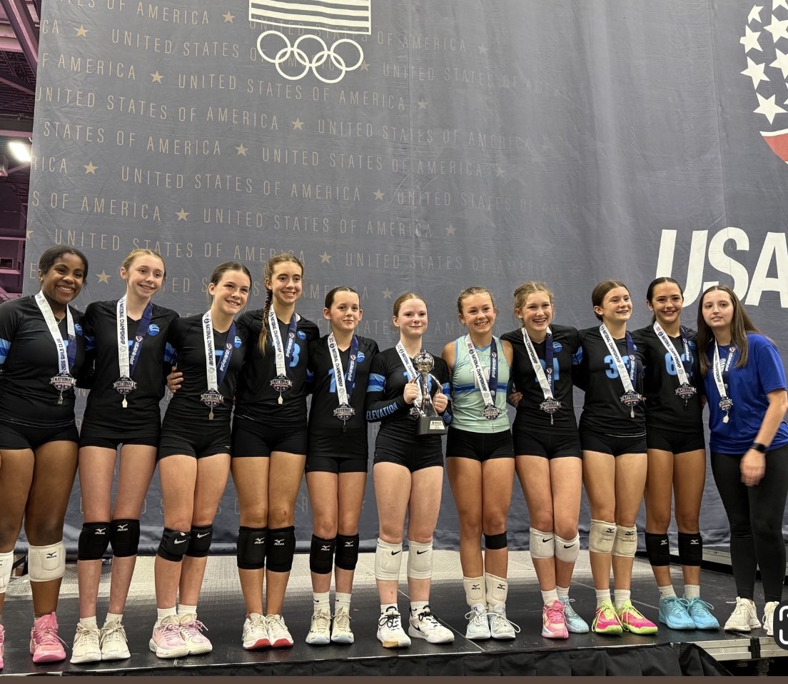 ElevationVBC's tweet photo. Elevation 12 Stacey make the podium with a 2nd place finish at the USAV Club Championships! The girls defeated Borenquin Coqui from Puerto Rico, WAVE and Coast 12-2 from SoCal, and AP 12 Baden from Texas over the weekend before falling in 3 sets in the finals! #ElevationNation https://t.co/X1hHMZTqIN