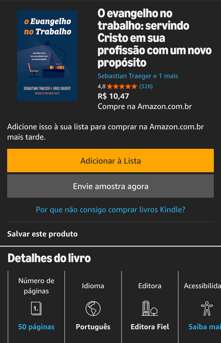 FACTS_1608's tweet photo. @TiagoJSantos, tudo bem?

Comprei esse livro no ebook porém só está aparecendo a versão de 50 pg. Achei que tinha comprado errado e apaguei. Tentei comprar novamente, porém só aparece esse de 50 pg. Consegue dar uma olhada aí?

Estamos estudando ele em grupo pequeno. https://t.co/o7G8EEFtXC