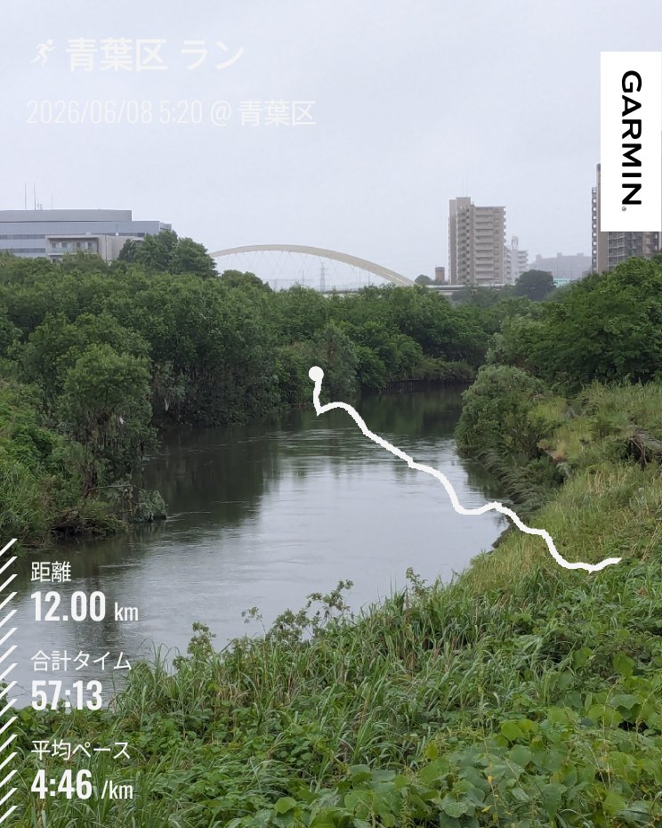 nomoken77's tweet photo. 朝ラン12km
シャワーランが気持ちいい季節🌧️
雨なので上着を着て走りだしたら、暑くてたまりませんでした💦💦 https://t.co/VyIhCoBOax