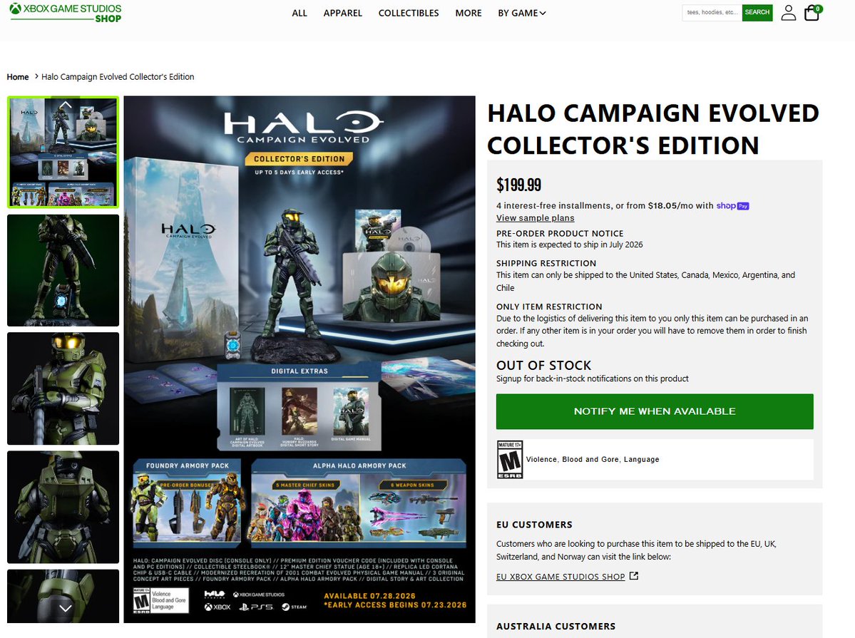 VincentGat's tweet photo. Hey @ske7ch @Halo any updates on if you guys will stock more of these collector's editions? Anything yall can do to help a Halo fan out that's gotten all of the other collector's editions? 🥺 https://t.co/8tR4SWlXzK