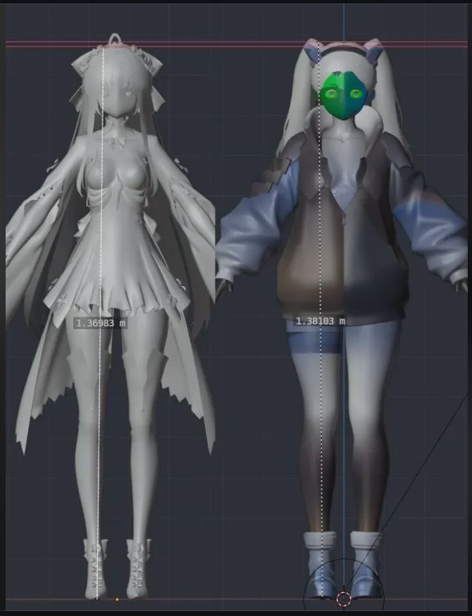 ShadoNoName's tweet photo. @baddiefrompr funny little tidbit. Rebecca, Carlotta and Carthethyia are all about the same height.(Carlotta looks taller because of her shoes)
if we take the numbers calculated by both communities when the models are imported into blender, then Carlotta is 142cm and Lucy is 152cm https://t.co/g7iBf9PSFX