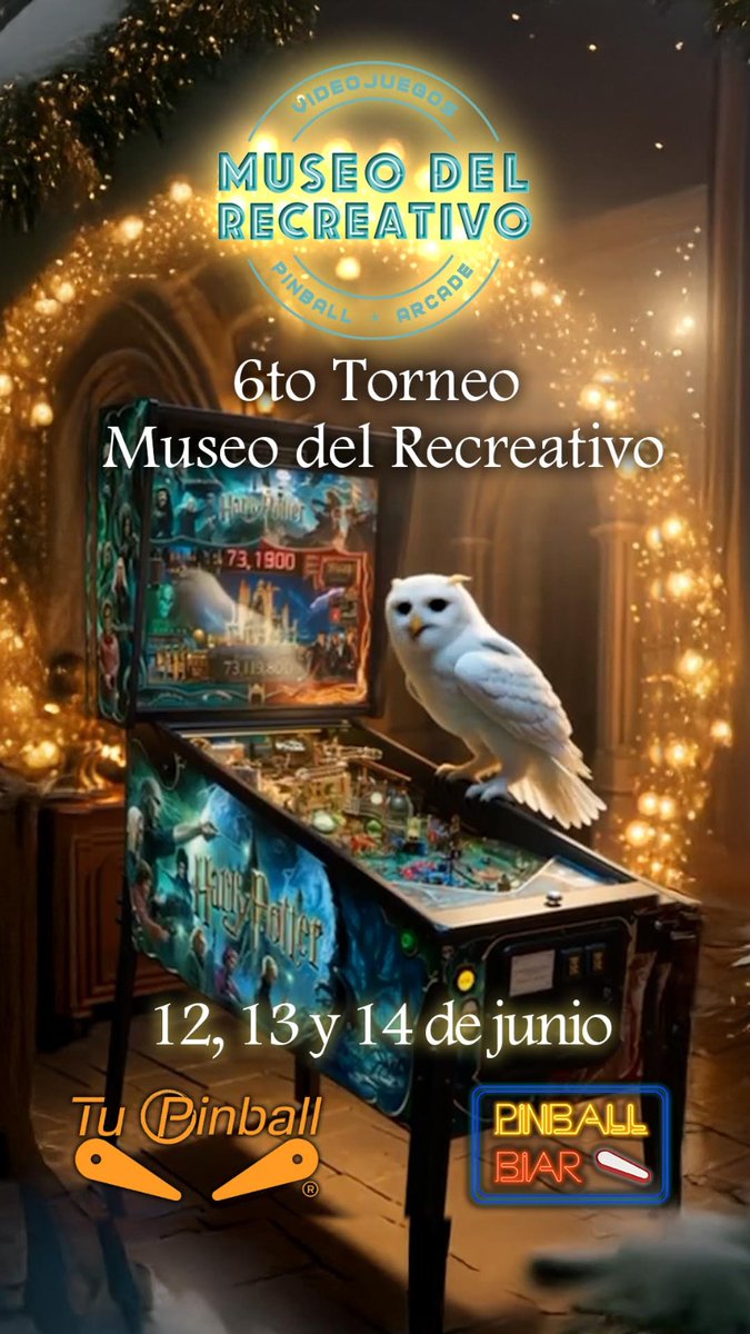 MuseoRecreativo's tweet photo. El próximo fin de semana, en el 6º #Torneo de #pinball #MuseodelRecreativo , desde las instalaciones de @PinballBiar y con la colaboración del @MuseoRecreativo y @tupinball vamos a ver #magia
con la mesa de #HarryPotter 🧙‍♂️🧙‍♂️. Así que encender las varitas ¡¡¡Lumos!!! https://t.co/tHg9nD2O7I