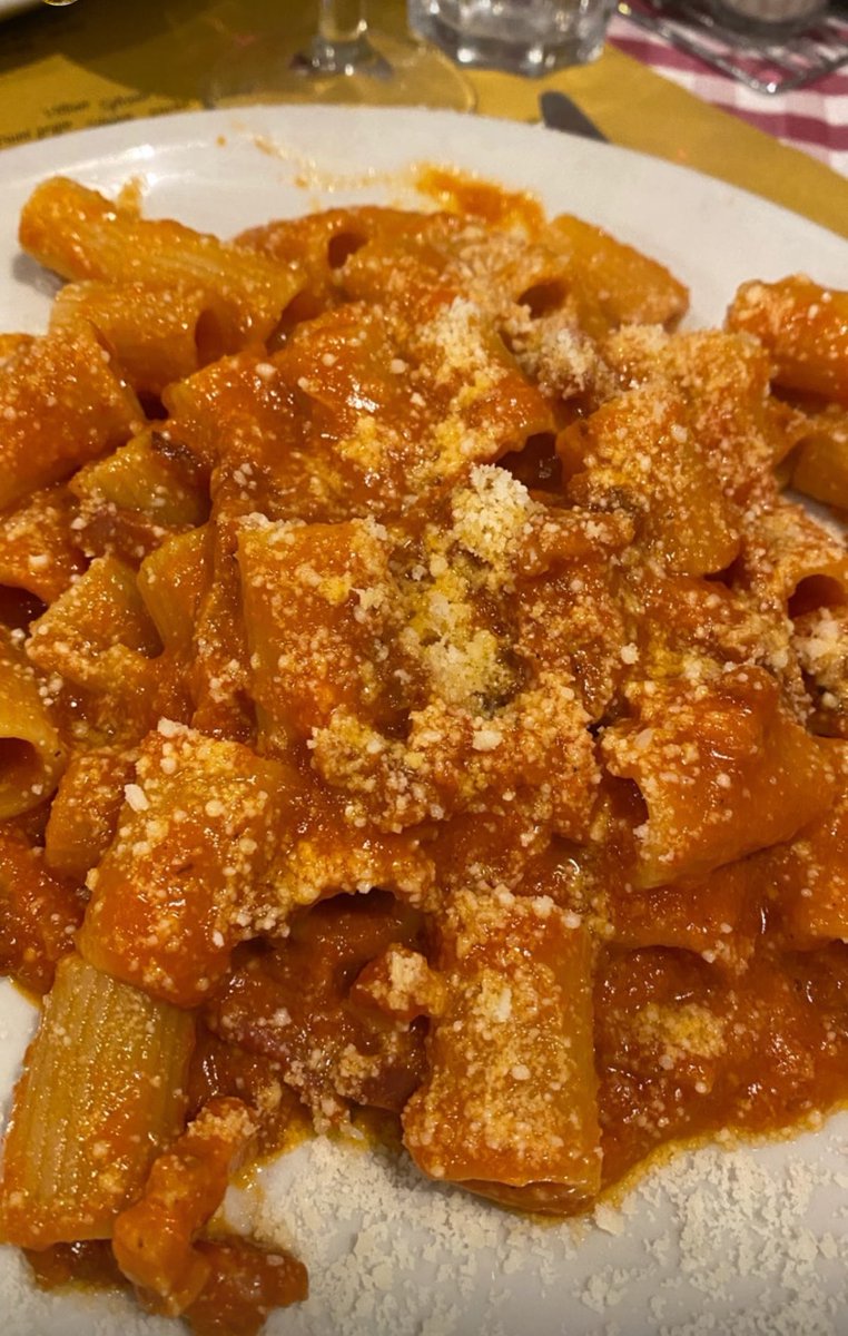 Allions1's tweet photo. @Krak Not in Amsterdam, unfortunately. I should have been there to visit an Italian friend working there. Next time? 🤞 

My lunch order? Pasta all’amatriciana 🍝: guanciale (cured pork jowl), San Marzano tomatoes, and freshly grated Pecorino Romano cheese!

My Krak tag: @Allions https://t.co/Ojyh0MklJs