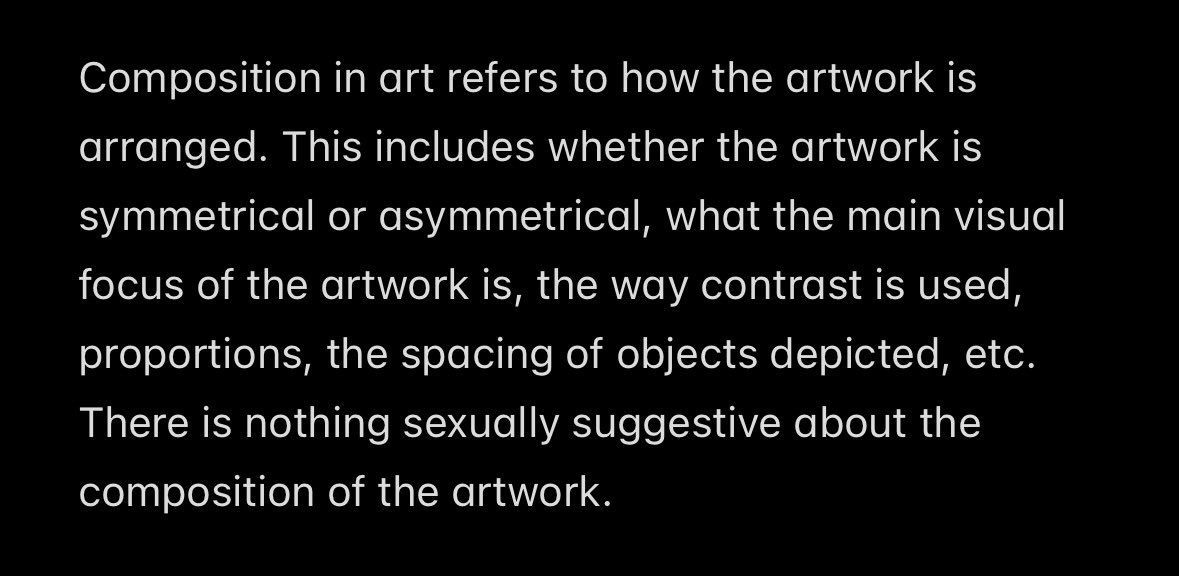 annaivx_'s tweet photo. @BiizonaPirigosa @nickshin38829 The composition isn’t sexually suggestive. You need to look up what composition in art means. I’m certain you don’t actually know what it means. https://t.co/NUriwtNCmb