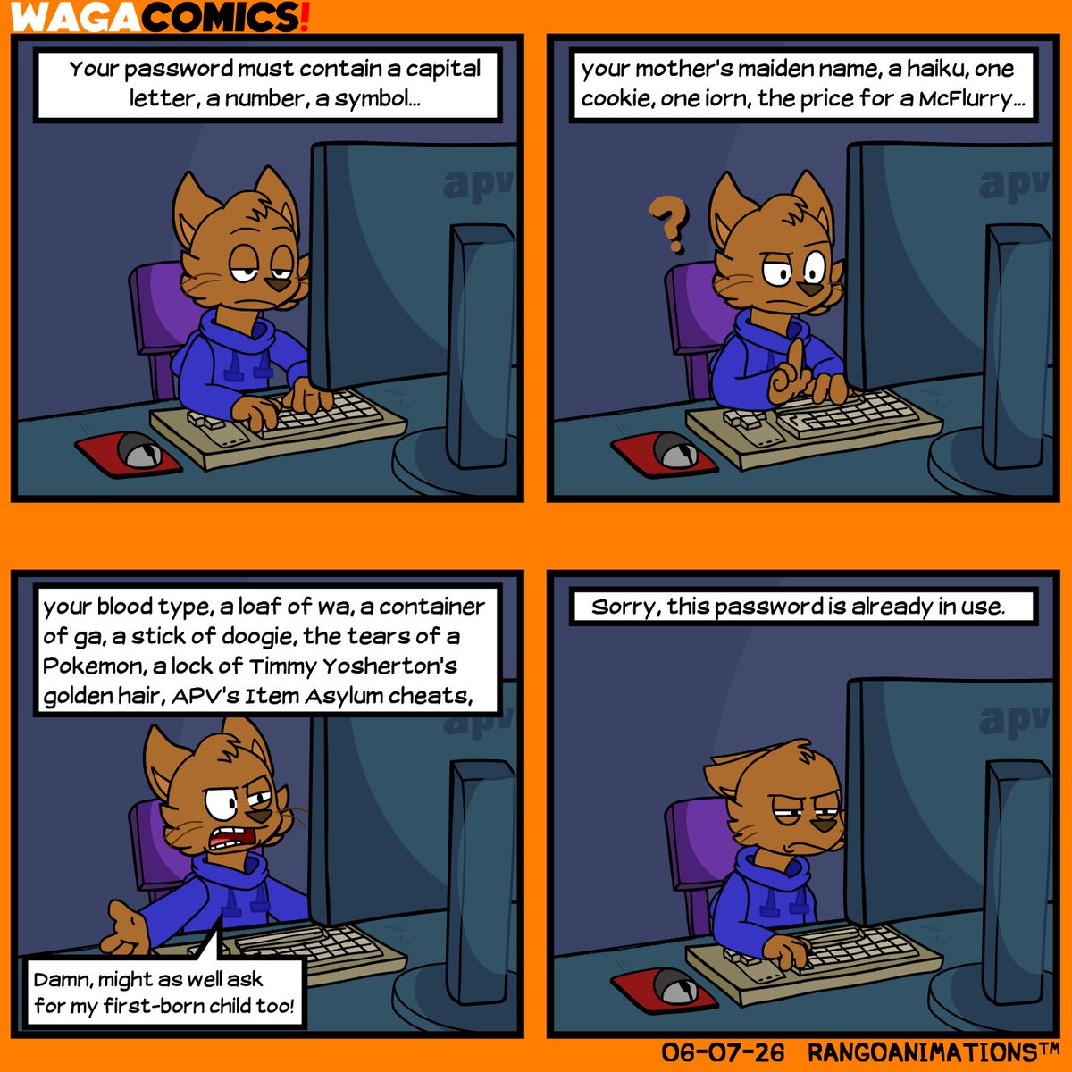 RangoAnimations's tweet photo. WAGACOMICS #28: The Problem with Passwords
#wagacomics #comic #ocart https://t.co/nxkLh5NMLD