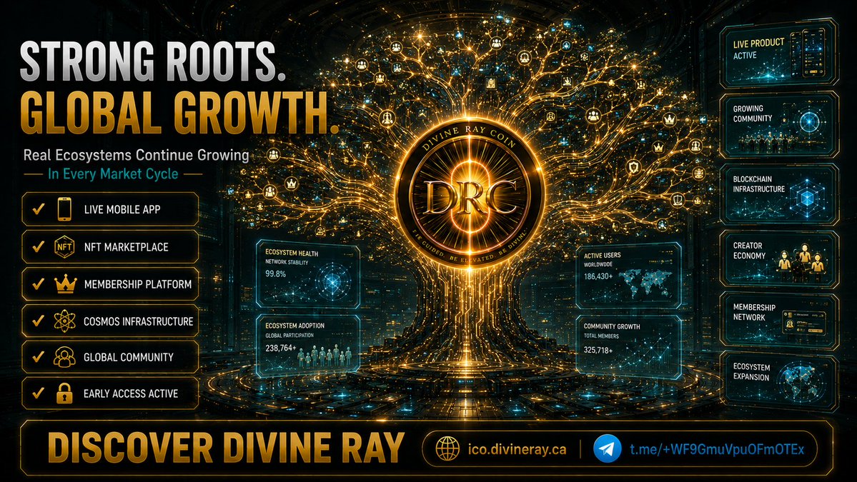 divinerayapp's tweet photo. 📊 Ethereum continues facing pressure as some large holders reduce exposure and key support levels remain under watch. At the same time, builders are continuing to develop ecosystems regardless of market conditions.

While headlines focus on whale activity and price volatility, projects with live products and active communities continue expanding behind the scenes.

⚡ Live Mobile App
⚡ NFT Marketplace
⚡ Membership Platform
⚡ Cosmos Infrastructure
⚡ Growing Global Community

The next generation of Web3 won't be built during euphoria. It will be built during uncertainty.

📰 https://t.co/JrCr2KHt3s

🌐 https://t.co/VXKO2N9sab

📲 Telegram:
 https://t.co/lCocMaQsro

📱 Android:
 https://t.co/hg0RtDESJe

🍎 iPhone:
 https://t.co/T7w8NzPGIS

#DivineRay #Ethereum #Web3 #Crypto #Blockchain