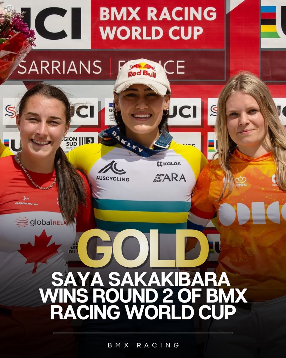 herwaysports's tweet photo. BMX:
Australia’s Saya Sakakibara was back on top of the podium in round 2 of the BMX Racing World Cup in France. Winning gold overnight to add to the bronze she won in Saturday’s opening round.
📸UCI BMX Racing https://t.co/Qkgr4cpAX7