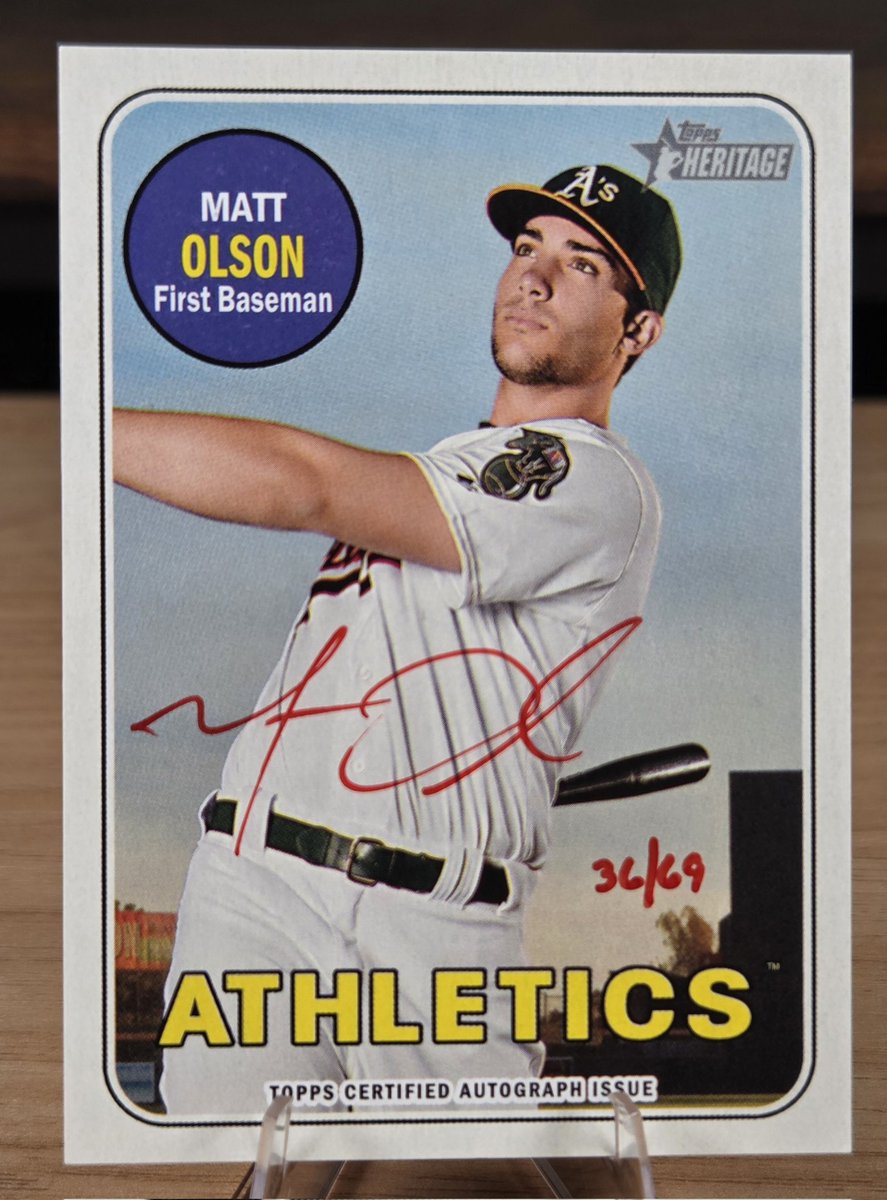 Raleigh_Cards's tweet photo. Stopped by @CardsHQShop this weekend and found this sweet Matt Olson card in the Braves section. I seem drawn to the Red Ink Auto cards. Anyone else? https://t.co/IXrcWTte86