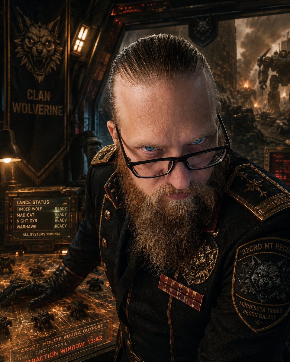 Lord_Vycis's tweet photo. You thought I would rest!?! Hell no! We have a war to attend. Why are you out of uniform!?! Get your fatigues on and hit that battlefield. That Mech Facility will not raid itself.
https://t.co/DvDarZPcJd
https://t.co/vjKp3afJAa

@MechWarriorF2P @MW5Mercs @PiranhaGames @WTFStreaming @Xsolla #BattleTech #MechWarrior #ClanWolverine #MinnesotaTribe #Roleplay