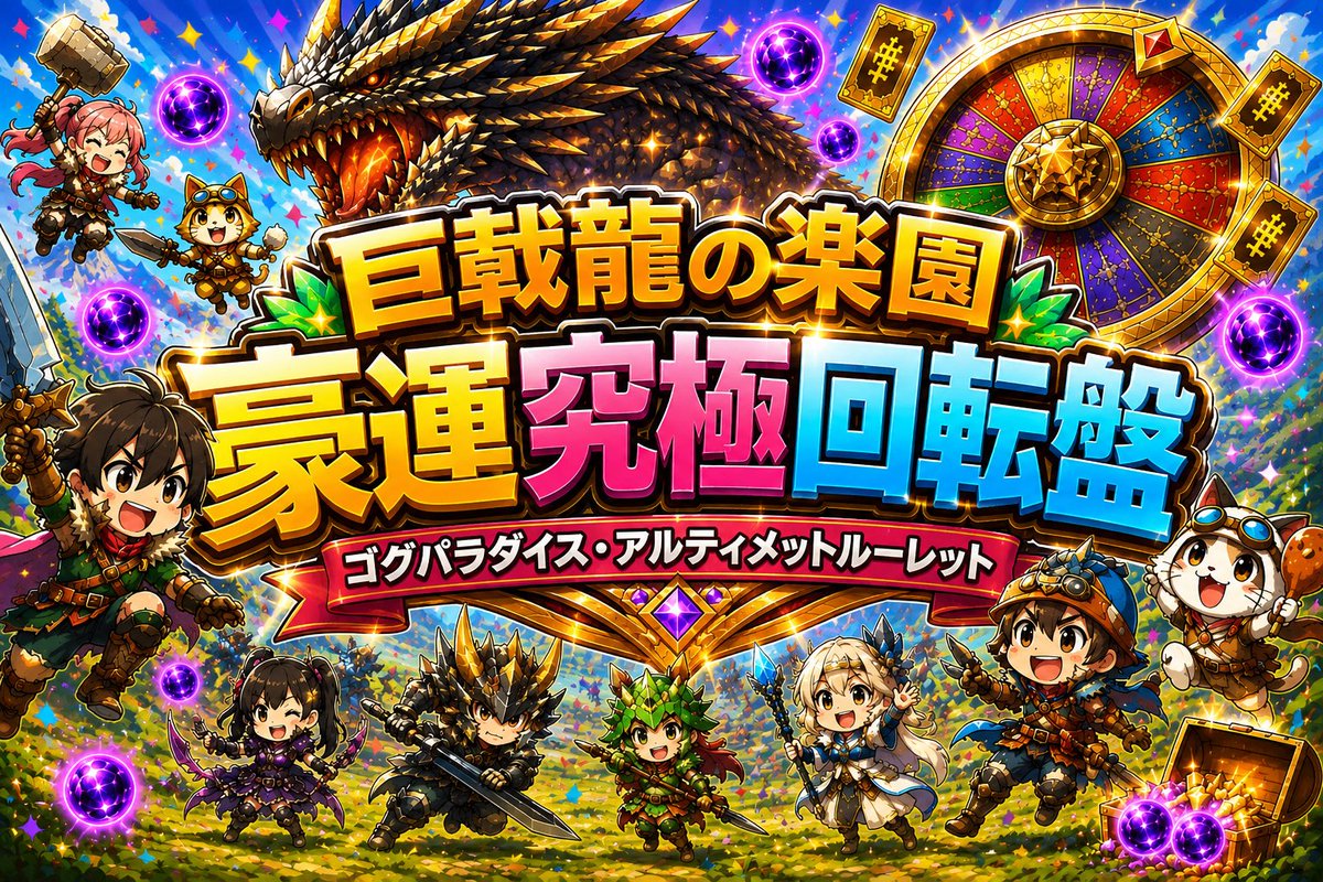 Gensei64's tweet photo. 🐉🎰【大型企画やります】🎰🐉

⚔️モンスターハンターワイルズ⚔️
ゴグマジオスを狩って玉を集めろ！！

集めた玉がそのまま勝敗になる…
わけじゃない🤣

獲得した玉数でルーレット枠が決定！
最後は豪運勝負🔥

ゆっくりとご連絡させていただきますのでお待ちください☺️
#モンスターハンターワイルズ https://t.co/BUa6ayVvOm
