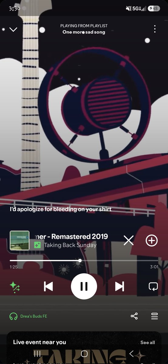 AlwaysSleepyHea's tweet photo. The truth...... is you could slit my throat and with my one last gasping breath... I'd apologize for bleeding on your shirt 🖤 @TBSOfficial  #youresolastsummer #lyrics #nowplaying https://t.co/ZFdHki88rD