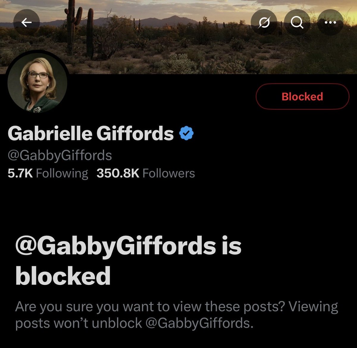 RexRichard's tweet photo. @CaptMarkKelly @GabbyGiffords We should all block her! https://t.co/NpMzhXe50m