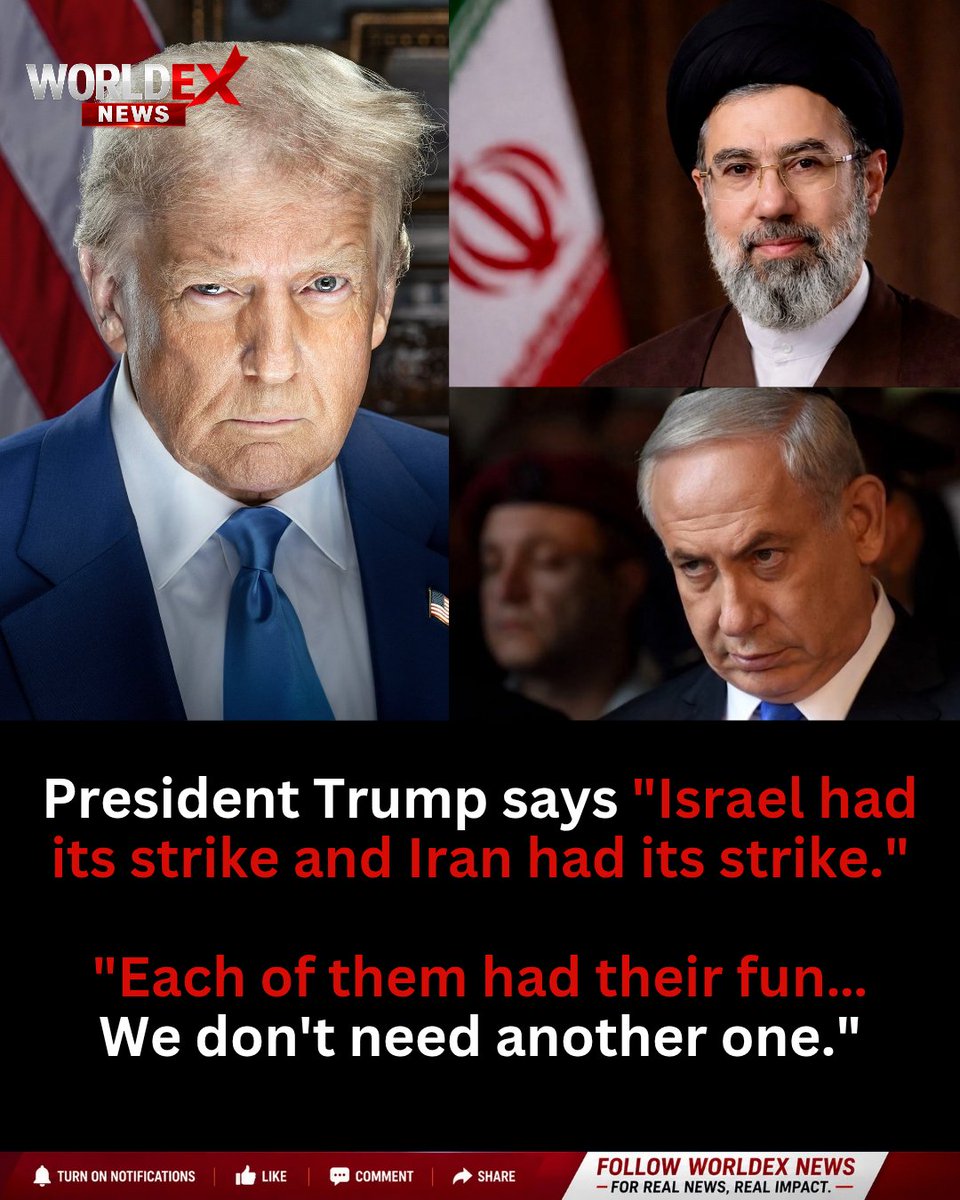 worldtechlad's tweet photo. The remarks come amid growing international calls for de-escalation and stability in the Middle East.
#DonaldTrump #Israel #Iran #MiddleEast #BreakingNews #Politics #WorldNews #Geopolitics #Peace #WorldExNews https://t.co/vPZHpQQ1Qh