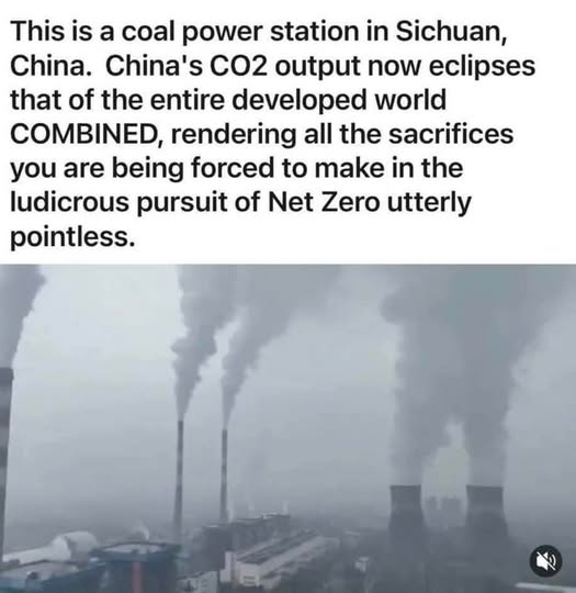 HCottrant's tweet photo. Ceci est une centrale au charbon dans le Sichuan, en Chine.
Les émissions de CO₂ de la Chine dépassent maintenant celles de l'ensemble du monde développé COMBINÉ, rendant tous les sacrifices que vous êtes forcé de faire dans la poursuite ridicule du Zéro Net totalement inutiles. https://t.co/fS5I4hRQ68