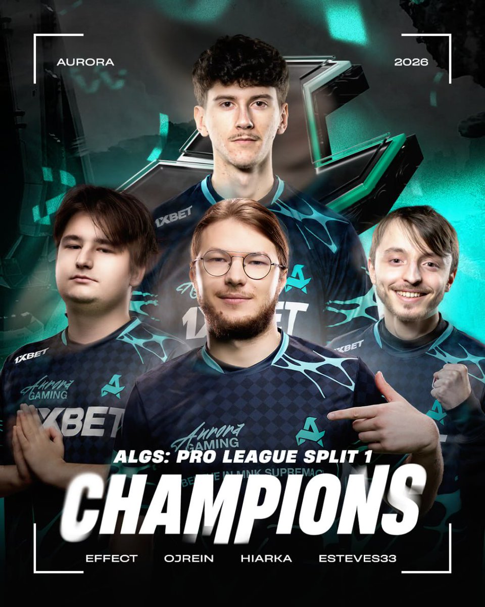 AuroraApex_GG's tweet photo. YOUR PRO LEAGUE CHAMPIONS 🏆

@HiarkaYeahh 
@ojrein 
@xEffecto 
@Esteves331 

EWC next 😈 https://t.co/EPHapzYGc4
