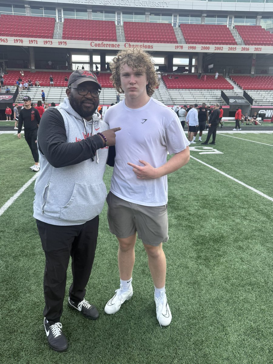 charliehigdon44's tweet photo. Had a great camp at @WKUFootball 
@WKURecruiting @CoachLindsey @MCHFC_Brooks78 @McCrackenStangs https://t.co/xRPxKiVPJy