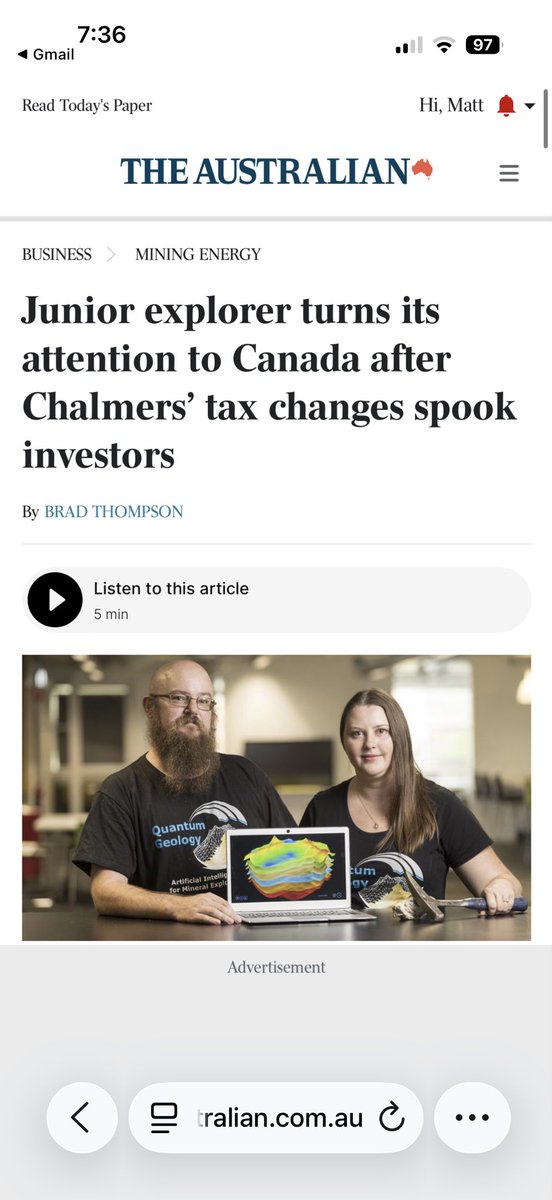 matt_barrie's tweet photo. Gold Mines Australia has shelved its ASX listing plans and shifted its attention to Canadaafter the federal government’s changes to capital gains tax scared off potential investors
https://t.co/PW0T7Sq1Xy https://t.co/GI6oBgKi4A