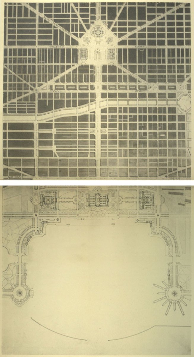 md_a_'s tweet photo. @jburk3r Burnham wanted public buildings in Grant Park--a civic center.  It was Montgomery Ward who wanted the lakefront "open, clear, and free" and fought against the Field Museum's location. https://t.co/hFeAJWQTQY