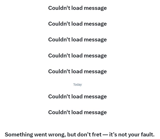 Rights_Truth2's tweet photo. When is @elonmusk going to fix the chat? It's been like this for weeks now! I've got an organisation awaiting my reply all that time! https://t.co/x4FxdgJCdk