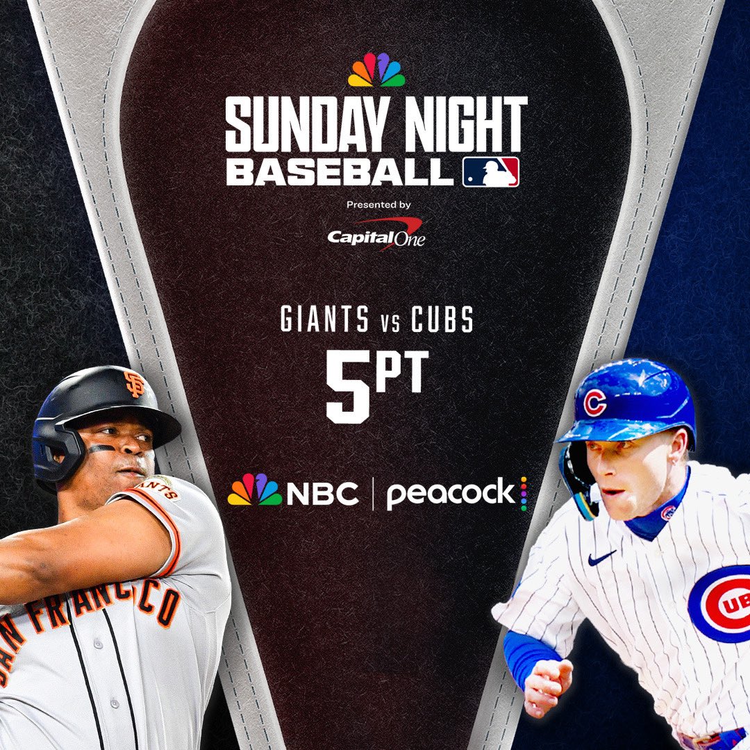 SFGiants's tweet photo. Watch the #SFGiants take on the Cubs tonight on NBC and @peacock 

📱: https://t.co/VMnNyhwf6u https://t.co/TYrFij0cY2