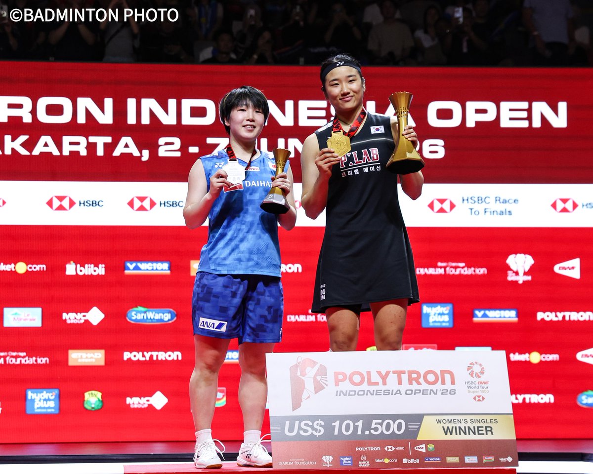 Badminton_BAJ's tweet photo. 【Sports Navi NEWS】
インドネシアオープン2026（Super1000）結果をアップしました📝
女子ダブルスの福島 由紀／松本 麻佑（岐阜Bluvic／ほねごり相模原）が優勝🥇、女子シングルスの山口 茜(再春館製薬所)が準優勝🥈
https://t.co/cHtB0bAGZ3

#インドネシアオープン
#BIRDJAPAN
#バドミントン
#badminton 
#WecanFly #自由に羽ばたけ