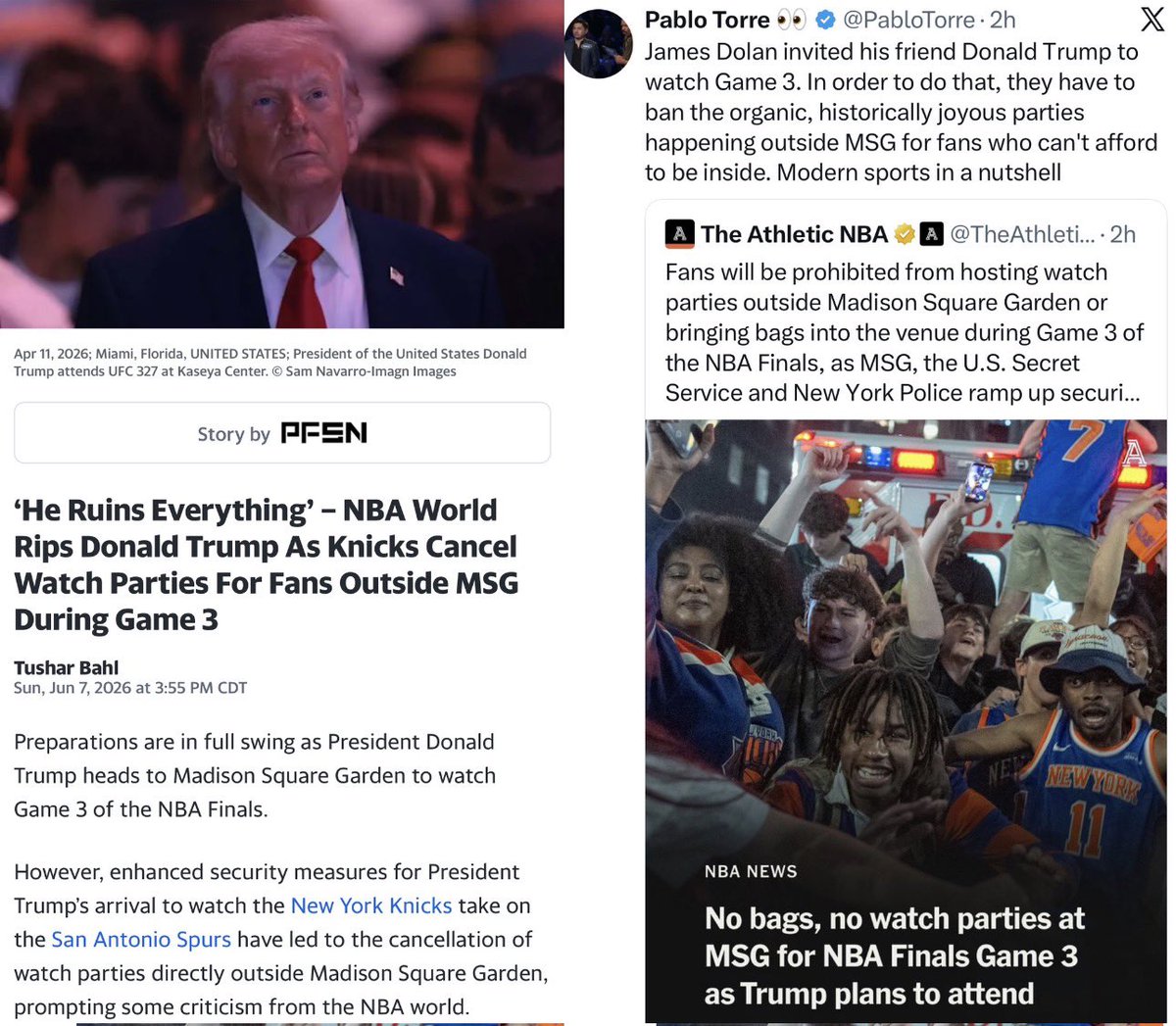 TheTNHoller's tweet photo. Knicks watch parties canceled… Trump ruins everything…. https://t.co/CYRkP7kusu
