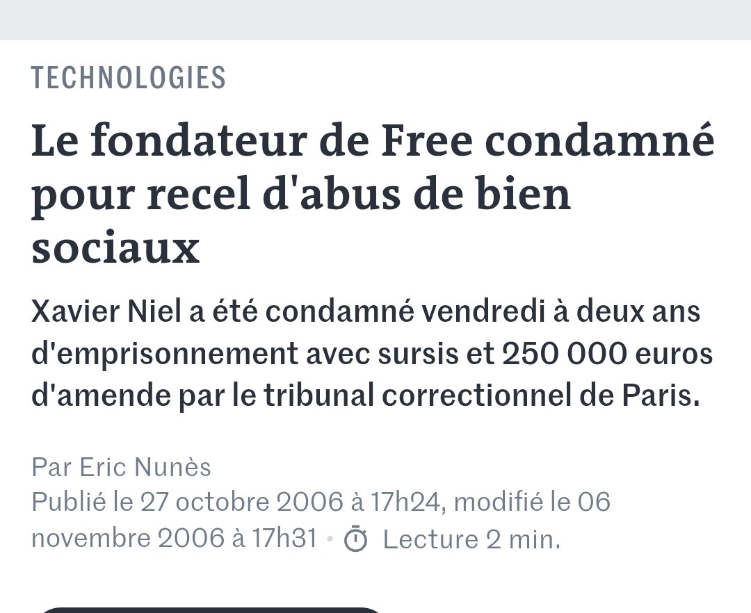LouisNepomucene's tweet photo. @pierremarieseve Quand on connaît le casier judiciaire de Niel, on n'est pas étonné de ses méthodes de racaille https://t.co/OFvdyRKP3w