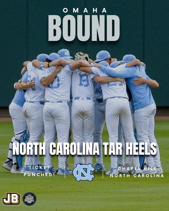 CollegeBSBShow's tweet photo. DID SOMEONE SAY CHAPEL THRILL?! THE NORTH CAROLINA TAR HEELS ARE HEADING TO OMAHA🐏 https://t.co/sERbLQuVas