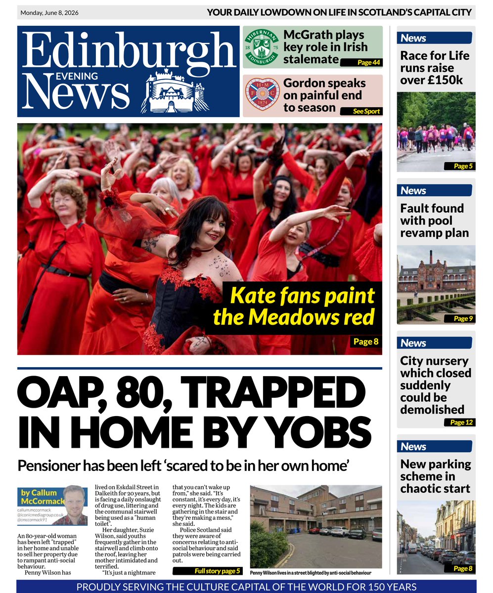 AndyGibsonTV's tweet photo. "OAP, 80, TRAPPED IN HOME BY YOBS"
@CMcCormack91 for @EdinburghPaper 

An 80-year-old woman has been left "trapped" in her home and unable to sell her property due to rampant Anti-Social Behaviour.

#EdinburghEveningNews
#TomorrowsPapersToday https://t.co/0DJBym6Qxf