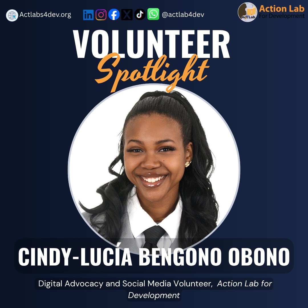 ActLab4Dev's tweet photo. Happy #SpotlightSunday, everyone! This week, Cindy-Lucía Bengono Obono, a volunteer working with both the Digital Advocacy and Social Media Teams! Click through to read more about Cindy’s experience working such a versatile role!
#ACTLAB #VolunteerSpotlight #SocialMedia https://t.co/LRpTO7LiLi